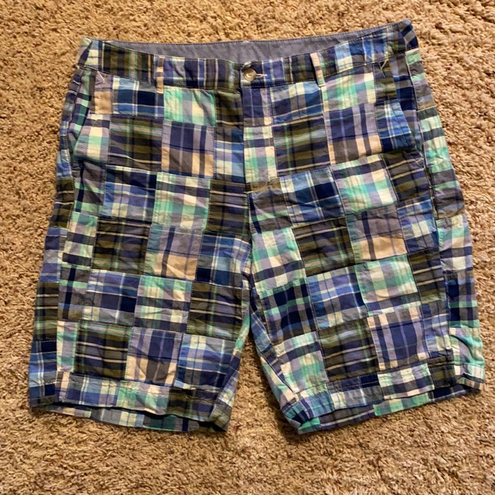 Plaid patchwork shorts LLBean